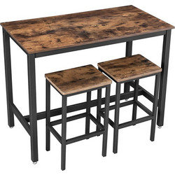 Vasagle Σετ Μεταλλικό Ορθογώνιο Τραπέζι - Bar 120 x 60 x 90 cm με 2 Σκαμπό (LBT15X) (VASLBT15X)