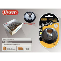 Λουκέτο Κυκλικό Ασημί με Κλειδί 80mm Liyset 216028 - Liyset