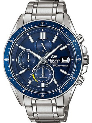 Casio Edifice Ανδρικό Ρολόι Χρονογράφος Solar με Ασημί Μεταλλικό Μπρασελέ EFS-S510D-2AVUEF