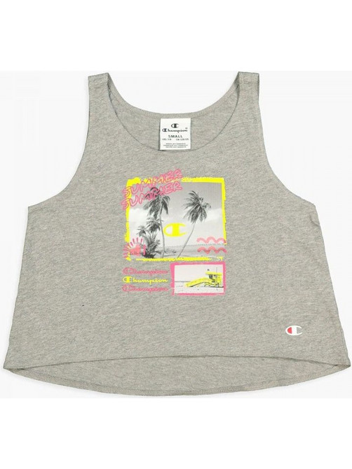 Champion Παιδικό Crop Top Αμάνικο Γκρι 403875-EM006