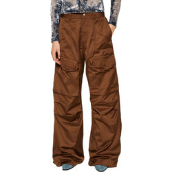 Diesel Ψηλόμεση Υφασμάτινη Γυναικεία Παντελόνα Loose Εφαρμογή Καφέ A120360CKAJ78V