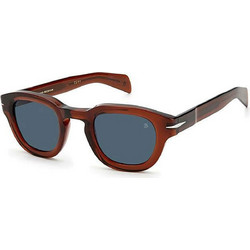 David Beckham DB 7062/S 09Q/KU Ανδρικά Γυαλιά Ηλίου Στρογγυλά Κοκάλινα Καφέ με Μπλε Polarized Φακό