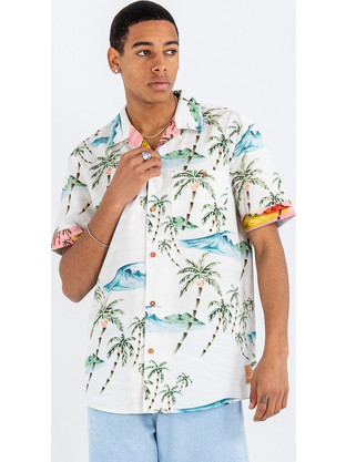 Scotch & Soda Ανδρικό Πουκάμισο Βαμβακερό Κοντομάνικο Κανονική Γραμμή Λευκό Πολύχρωμο 166014-0217