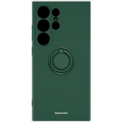 Θήκη Σιλικόνης με Μεταλλικό Μαγνητικό Ring Holder - Samsung Galaxy S24 Ultra - Spacecase Silicone Ring - Dark Green (5905719106805)
