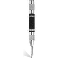 Molain Automatic Centre Hole Punch with Adjustable One-Handed Spring Action and Steel Tip (Black and Silver)