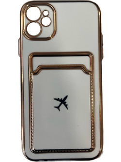 Card Back Cover Σιλικόνης Άσπρο με Σχέδιο Airplane (iPhone 11)