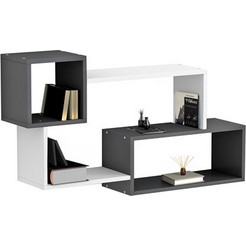 Homemarkt ΡΑΦΙΕΡΑ ΤΟΙΧΟΥ TANNER HM8948.12 ΜΕΛΑΜΙΝΗ ΣΕ ΓΚΡΙ-ΛΕΥΚΟ 90,5x20x51Υ εκ