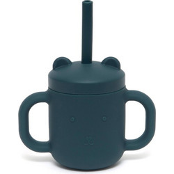 Petit Monkey Ποτήρι Σιλικόνης με Καλαμάκι Balsam Blue 175ml
