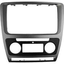 Πλαίσιο Πρόσοψη 2DIN Για Skoda Octavia 1Z 09-13 Με Αυτόματο Κλιματισμό Μαύρο Ασημί 1 Τεμάχιο