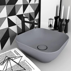 Olympia Trend Square 02 Επικαθήμενος Νιπτήρας Μπάνιου Πορσελάνης 38x38x14.4cm Γκρι 60134