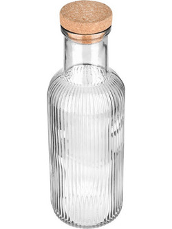 Μπουκάλι Γυάλινο 1000ml Estia Ανάγλυφο Με Φελλό Γκρί 00-21870