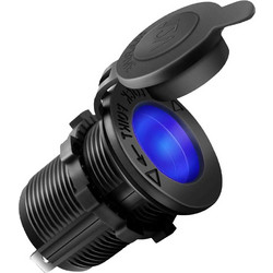 POWERTECH πρίζα αναπτήρα για σκάφη & οχήματα PTL-010, μπλε LED, 12V PTL-010