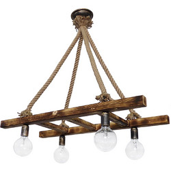 Heronia Lighting skala/4 Κρεμαστό Φωτιστικό Οροφής με Σχοινί Πολύφωτο Καφέ 31-1046