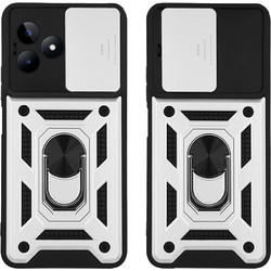 Θήκη Ring Armor CamPro Sonique Realme C51 / Realme C53 / Realme Note 50 4G Ασημί