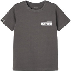 Name It Παιδικό T-Shirt Κοντομάνικο Ανθρακί 13198756