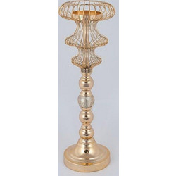 Κηροπήγιο Μεταλλικό 752-24082 16x47cm Gold Estheti Home Μέταλλο