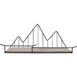 Μεταλλικό Ράφι Τοίχου με Ξύλινη Βάση 36x10x15cm