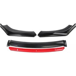 Σετ Universal Front Lip Αυτοκινήτου Glossy Black με Κόκκινο Κεντρικό Lip - 16025D
