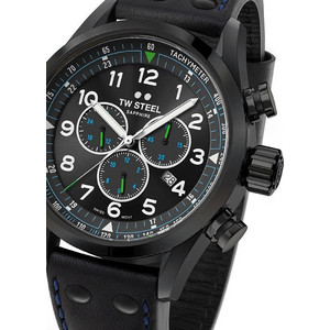 TW Steel Swiss Volante Petter Solberg S.E. Ανδρικό Ρολόι Χρονογράφος με Μαύρο Δερμάτινο Λουράκι SVS306