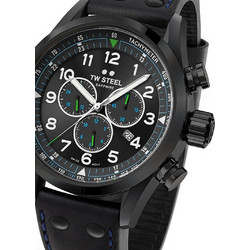TW Steel Swiss Volante Petter Solberg S.E. Ανδρικό Ρολόι Χρονογράφος με Μαύρο Δερμάτινο Λουράκι SVS306