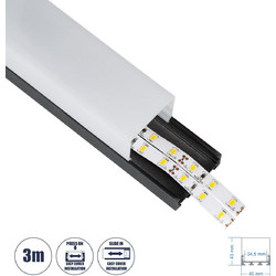 SURFACEPENDANT-PROFILE 70866-3M Προφίλ Αλουμινίου - Βάση & Ψύκτρα Ταινίας LED με Λευκό Γαλακτερό Κάλυμμα - Επιφανειακή & Κρεμαστή Χρήση - Πατητό Κάλυμμα - Μαύρο - 3 Μέτρα - Μ300 x Π4.5 x Υ4.2cm