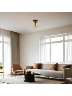 Chandelier Yeni Can Tekli Siyah Bal Camli Avize Black Amber