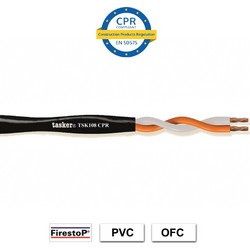 TASKER TSK108 PVC Καλώδιο Ηχείου Πιστοποιημένο Κατά CPR, 2x8 AWG / 2x8.00mm, Μαύρο (Κουλ. 100m)