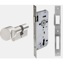 Abus MLi85 Χωνευτή Κλειδαριά Εξώπορτας με Κύλινδρο και Κέντρο 45mm Ασημί