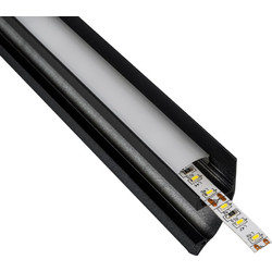 GloboStar(R) SURFACE-PROFILE 70859-3M Προφίλ Αλουμινίου - Βάση + Ψύκτρα Ταινίας LED με Λευκό Γαλακτερό Κάλυμμα - Επιφανειακή Χρήση Δημιουργίας Κρυφού Φωτισμού - Πατητό Κάλυμμα - Μαύρο - 3 Μέτρα - Πακέ