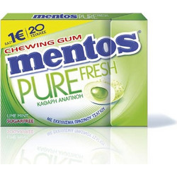 Mentos Pure Fresh Lime Mint Τσίχλες 30gr Συσκευασία 12 Τεμαχίων
