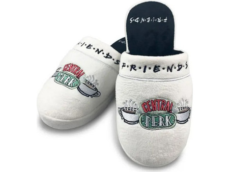 Friends Slippers Logo Central Perk White