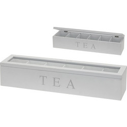 Μοντέρνο Teabox 6 Θέσεις Λευκό Ματ με Print 43 εκ. Zaros KZ187