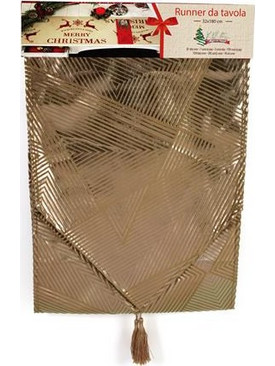 Τραβέρσα σε χρυσή απόχρωση με φουντίτσα 180x32cm