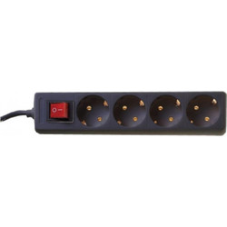 Telco KF-B-04KA Πολύπριζο 4 Θέσεων με Διακόπτη και Καλώδιο 1.5m Μαύρο