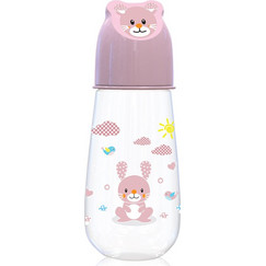 Lorelli Bertoni Πλαστικό Μπιμπερό με Θηλή Σιλικόνης 0m+ Animals Hood Bunny Blush Pink 125ml