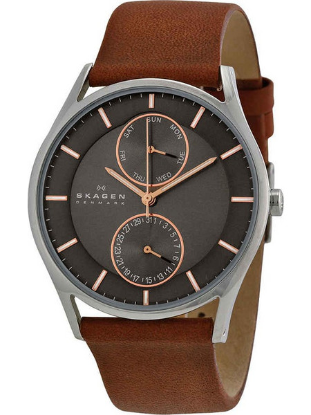 Skagen Ανδρικό Ρολόι με Καφέ Δερμάτινο Λουράκι SKW6086