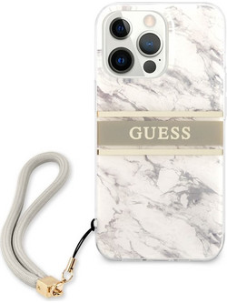 Θήκη Apple iPhone 13 Pro - Guess Marble Collection Printed Stripe - Γκρι/Λευκό