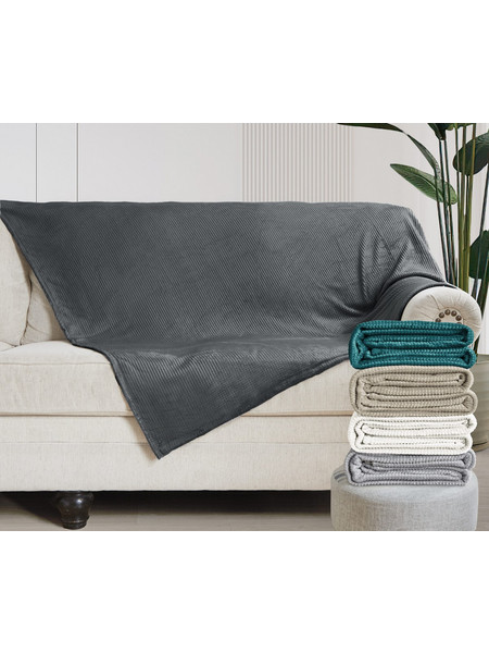 Κουβέρτα - Ριχτάρι flannel ανάγλυφο Σχ. Mia 100% polyester Light Grey 150x220cm