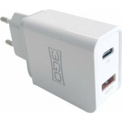3GO Φορτιστής Χωρίς Καλώδιο με Θύρα USB-A & USB-C 18W Quick Charge 3.0 White ALMUSBCQC3