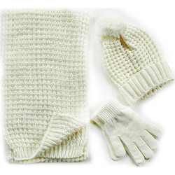 Verde Set Γυναικείος Σκούφος-Λαιμός-Γάντια One Size 12-0336 Λευκό