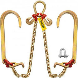 Αλυσίδα Ρυμούλκησης VEVOR V Bridle, 5/16 in x 2 ft, Αντοχή 9260 Lbs, με Γάντζους TJ και Καβούρι SZGLRJG5162FT0001V0