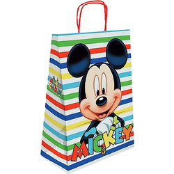 Τσάντα δώρου χάρτινη mickey άσπρη με ρίγες (32cm) 32x24x10cm Disney