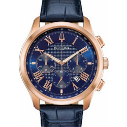 Bulova Wilton Ανδρικό Ρολόι Χρονογράφος με Μπλε Δερμάτινο Λουράκι 97B170