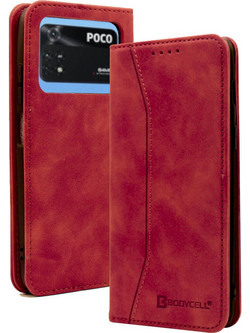 Bodycell Pu Leather Book Case Red (Xiaomi Poco M4 Pro)