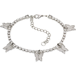 Ghetto Anklet Bracelet Sweet Butterfly Bling Silver