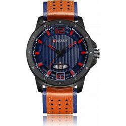 Curren Ανδρικό Ρολόι με Καφέ Δερμάτινο Λουράκι 8293 Brown/Blue