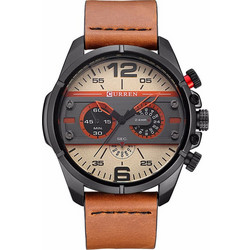Curren Ανδρικό Ρολόι με Καφέ Δερμάτινο Λουράκι 8259 Brown