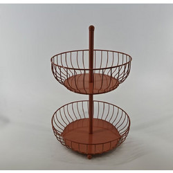 Μεταλλική Φρουτιέρα 2 Θέσεων Καφέ 32.5x32.5x45