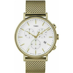 Timex Ανδρικό Ρολόι Χρονογράφος με Χρυσό Μεταλλικό Μπρασελέ TW2R27200