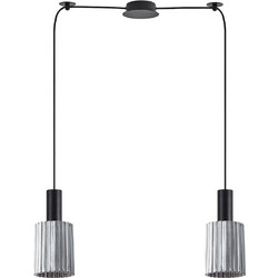 Home Lighting Κρεμαστό Φωτιστικό Οροφής Δίφωτο E27 Μαύρο SE21-BL-4-BL2-GL1 77-8486
